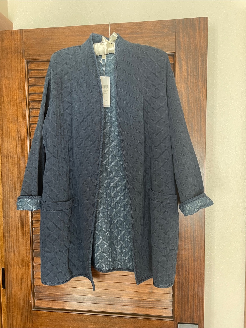 Eileen Fisher Quilted Open-Front Jacket - Navy NWT
